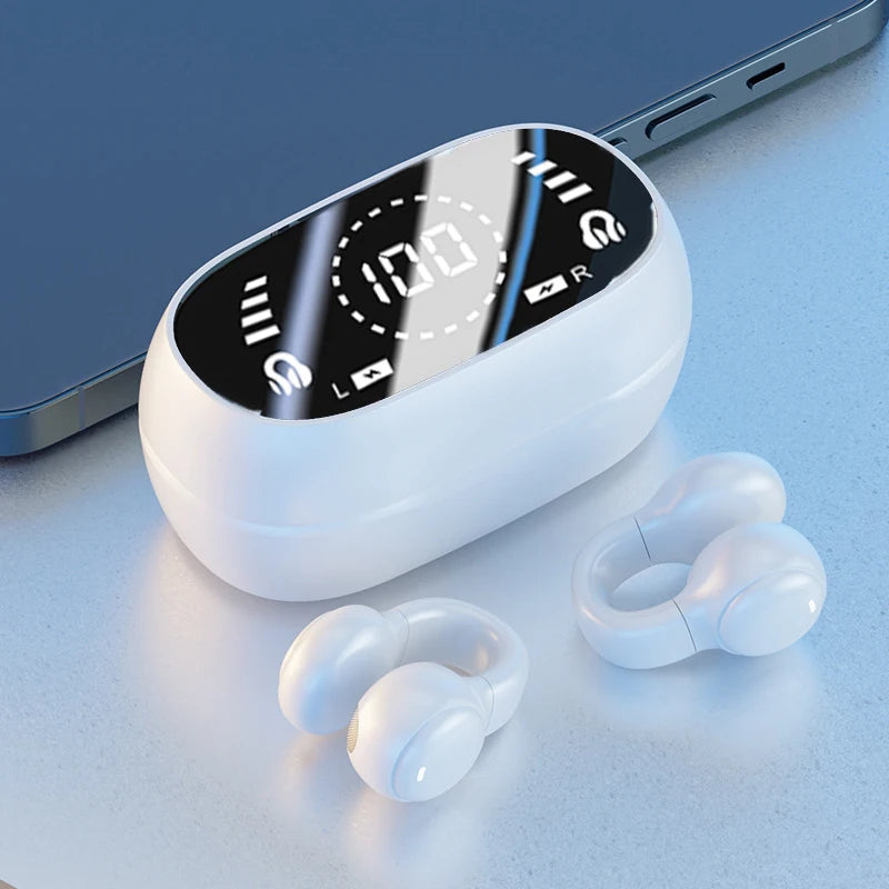 Wireless Headphones  Bluetooth Headset With Mic Handsfree Noise Canceling Earphones Clip Ear Music Sports Gaming Earplug