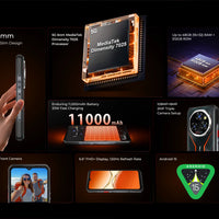 Oukitel WP55 Pro 5G Rugged Smartphone 16GB+512GB 33W Android15 Mobile Phone 11000mAh 6.58" FHD+ 108MP Camera oukitel Cell Phone