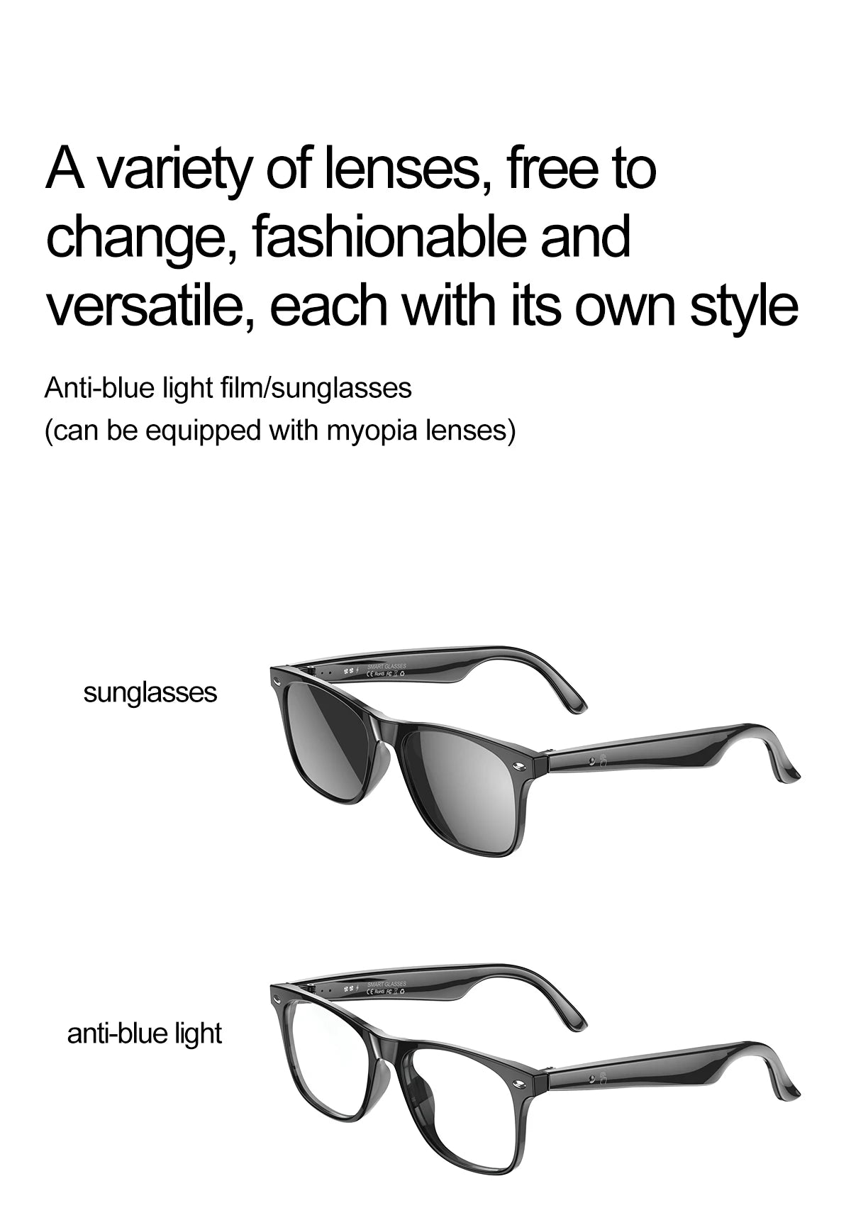 W100 Smart Glasses 163 Online Language AI Automatic Dialogue Translation Bluetooth Glasses with Speaker Sports UV Protection New