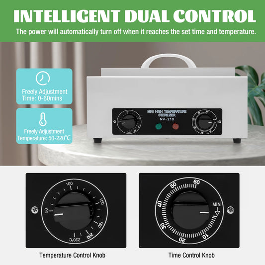 Nail Tool Sterilizer 220V Intelligent Dual Control Dry Heat Disinfection Large Capacity Multiple Use for Spa and Beauty Tools