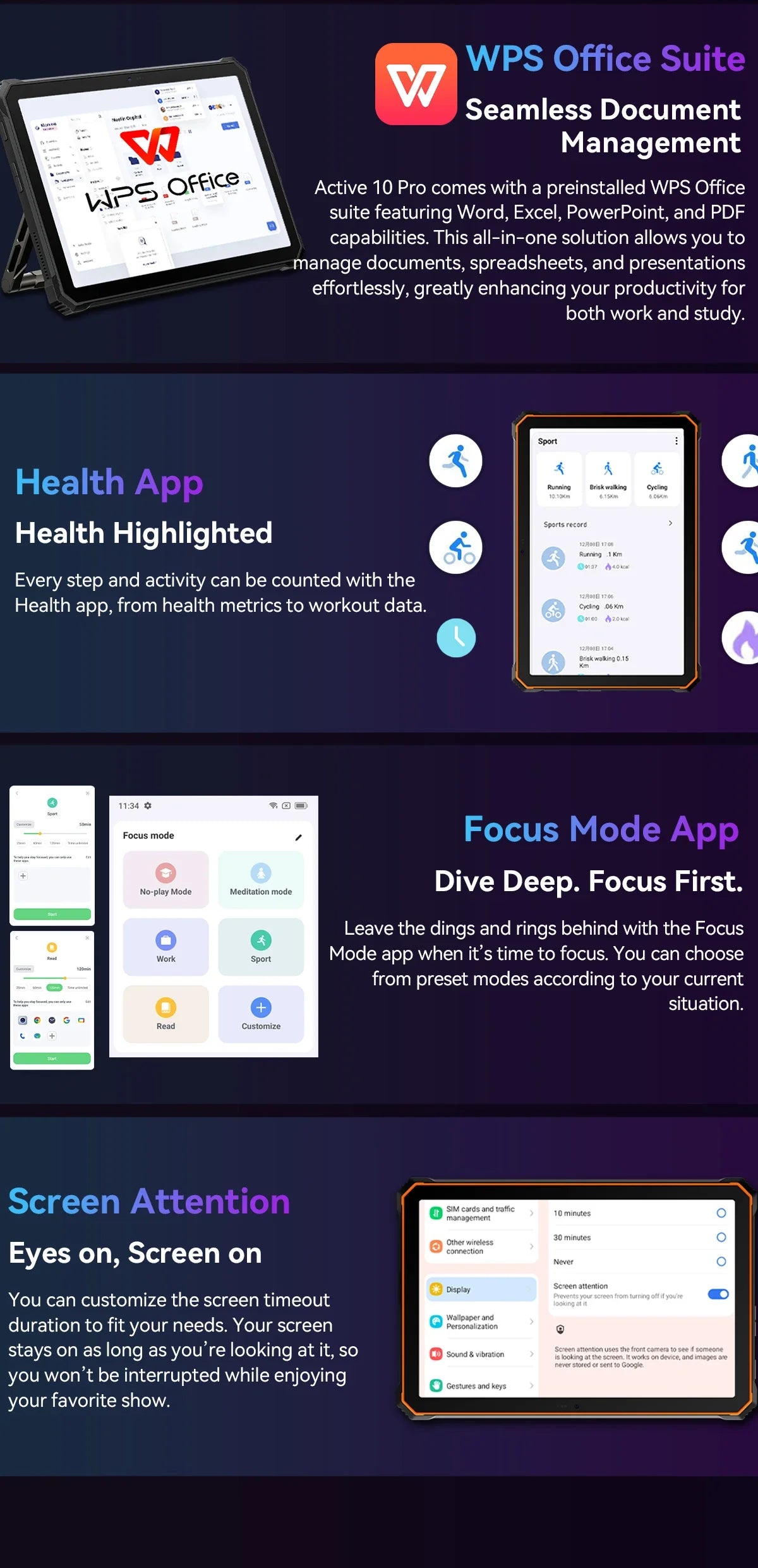 Blackview Active 10 Pro 5G Rugged Tablets 11" FHD+ Display 12GB 256G/512GB Android 14 30000mAh Battery 108MP Camera MTK 7300