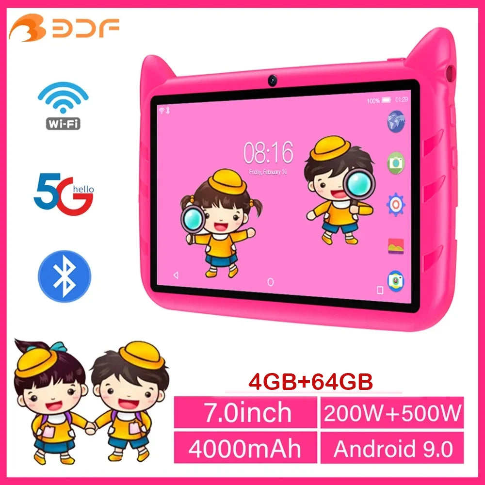 Kids Tablet 7inch Android 12 Best Christmas Gift Cute Touch Gaming Children 4GB+64GB WiFi Child Tablets PC