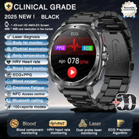 2025 New Precise Blood Lipids Uric Acid Smart Watch Men ECG+PPG Clock Blood pressure Body analysis HD Call NFC Health Smartwatch