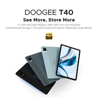 DOOGEE T40 Android Tablet 14 11 ''IPS 2.5K 8GB RAM 512GB ROM Helio G99 8580mAh 18W Charge Face Unlock 7.6mm ultra-thin Tablet