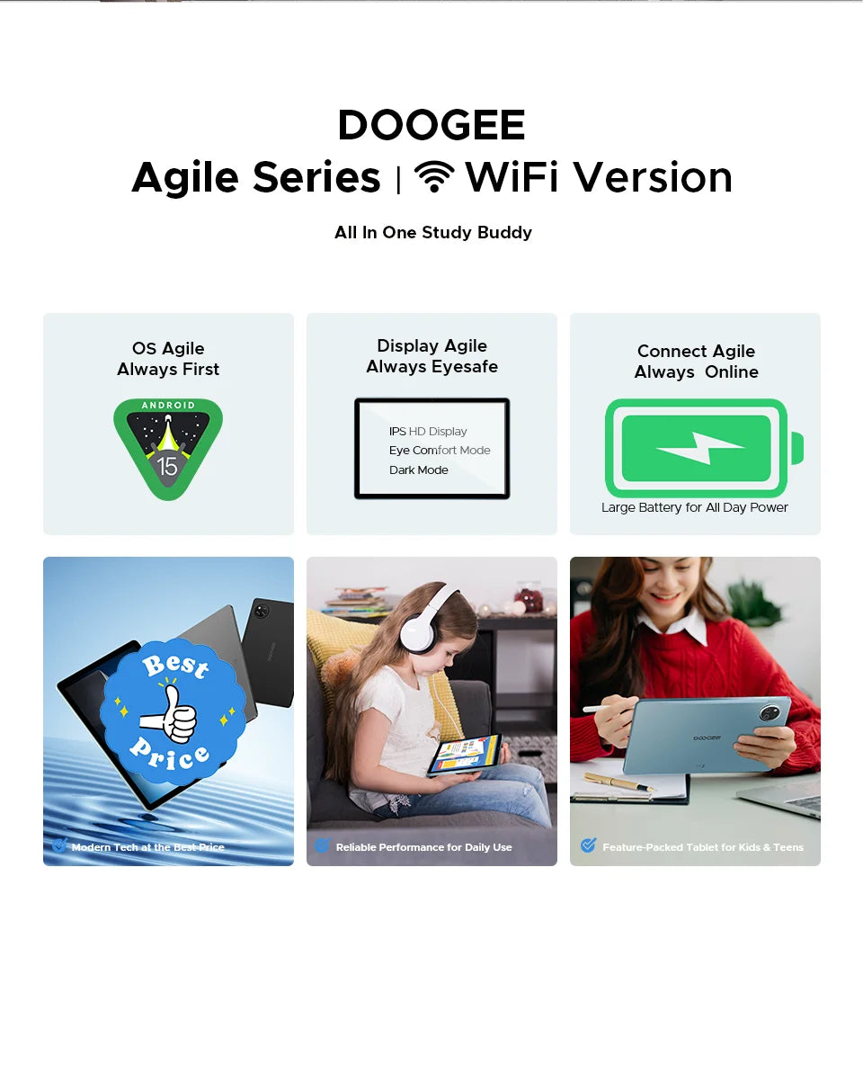 【Brand+】Doogee Tab A9 Pro+ Tablet Pc 11-Inch Android 15 30Gb Ram(6+24) 128Gb Rom 8580Mah Battery Widevine L1 Support