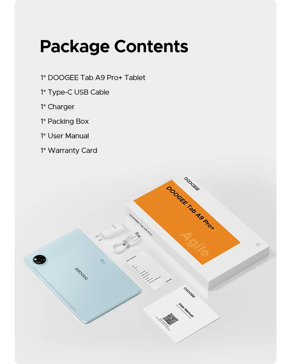 【Brand+】Doogee Tab A9 Pro+ Tablet Pc 11-Inch Android 15 30Gb Ram(6+24) 128Gb Rom 8580Mah Battery Widevine L1 Support