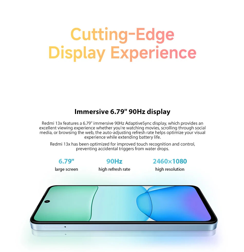 Global Version Xiaomi Redmi 13X Smartphone MTK Helio G91 Ultra 108MP super clear camera 6.79" FHD+ display 33W fast charging