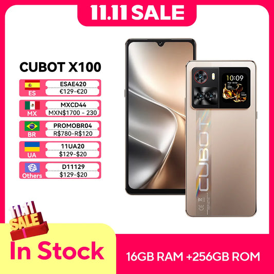 6.88-Inch Android Smartphone 5G Cubot X100, Dimensity 7025, 6nm, 2.5GHz, 16GB(8+8), 256GB, 64MP Camera, 5100mAh Battery, NFC