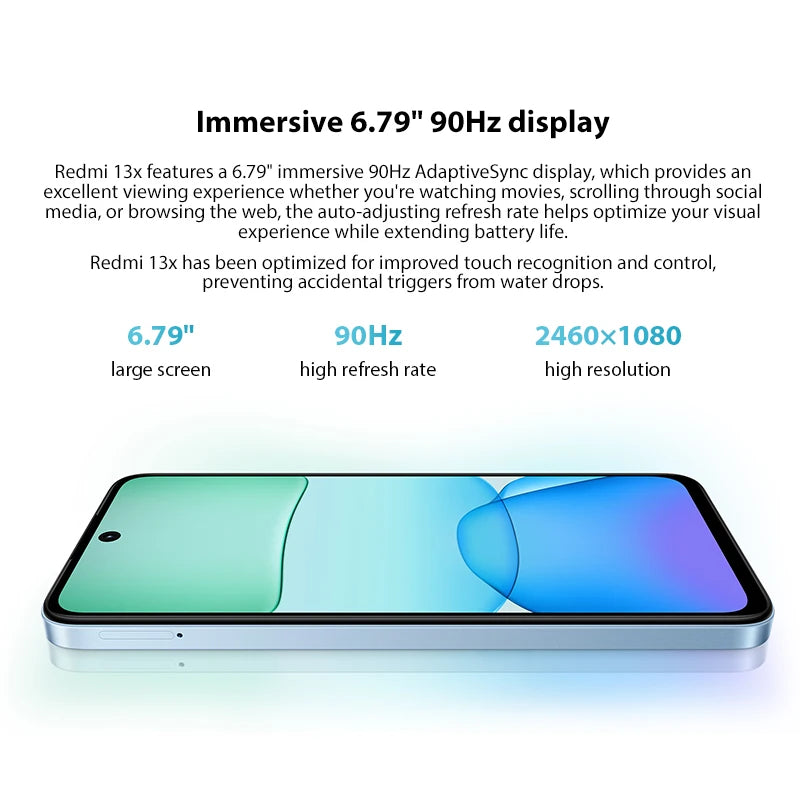 Global Version Xiaomi Redmi 13X Smartphone MTK Helio G91 Ultra 108MP super clear camera 6.79" FHD+ display 33W fast charging