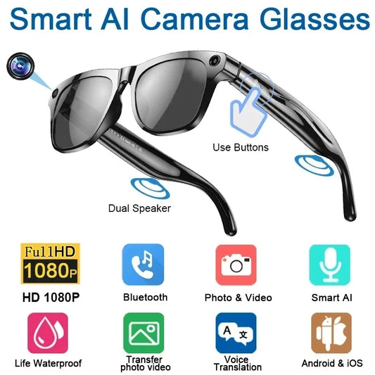 4K HD AI Smart Glasses Chat GPT 100MP Camera Bluetooth Call 260Mah Battery Voice Assistant Control Glasses for Men Women