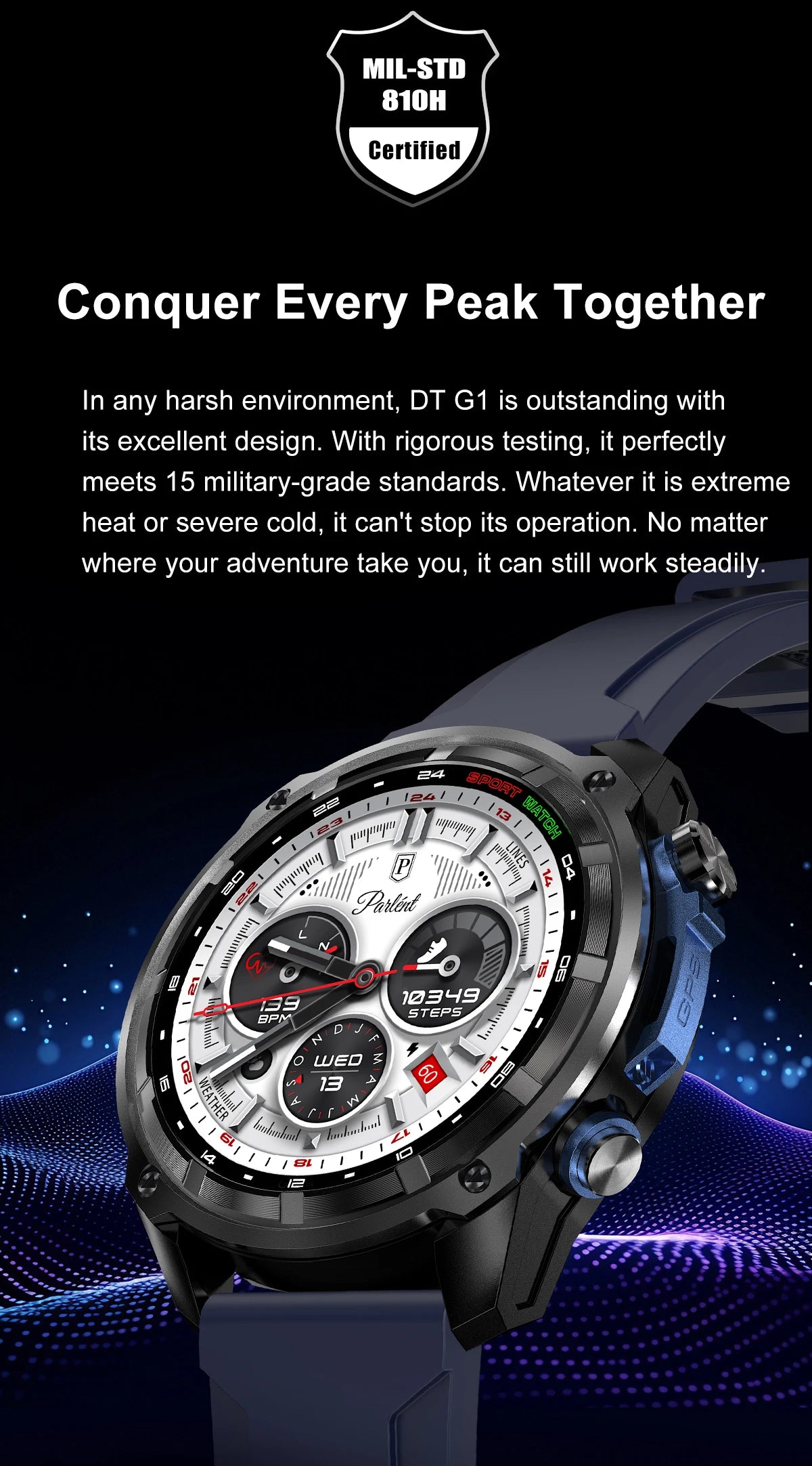 2025 New Military Sport GPS 4GB Memory Smartwatch Men 5ATM Waterproof Fitness Tracker Offline Maps 860Mah Battery Smart Bracelet