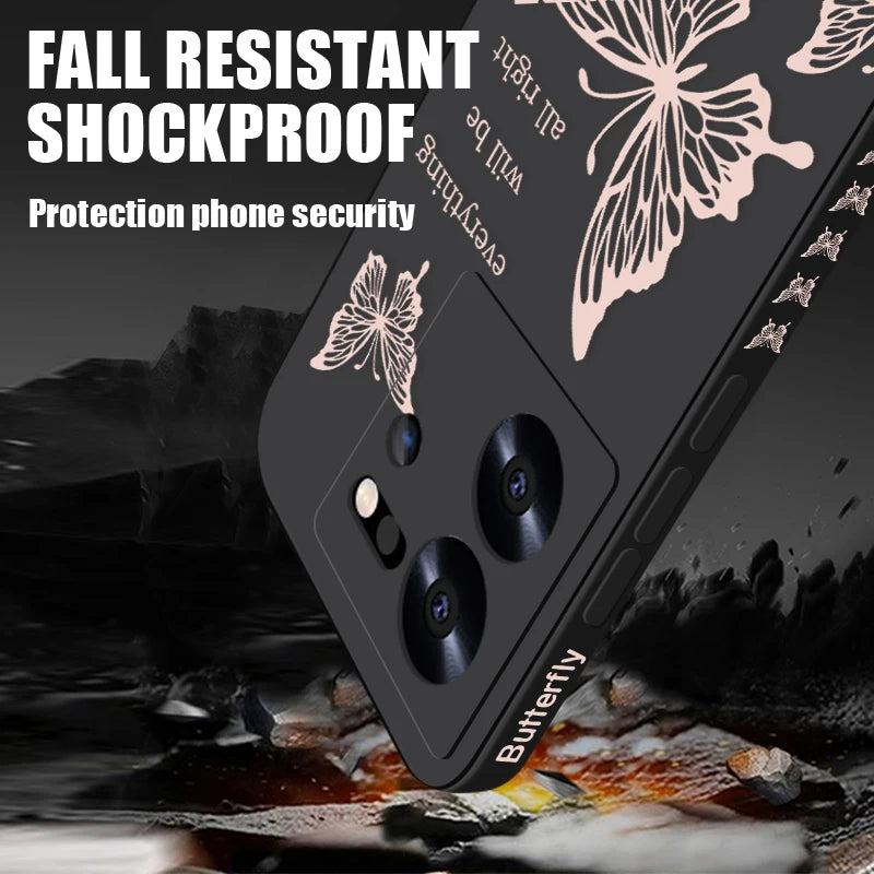 Butterfly Lanyard Case For Xiaomi Redmi Note 13 12 11 10 14 Pro+ 4G 5G 11s 13T 12T 11T Poco F6 X6 X5 Pro Mi 11 Lite 5G NE Cover