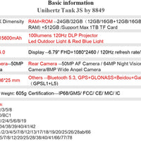 Unihertz 8849 tank 2 Pro rugged phone Android 14 24GB 512GB with 23800mAh battery superior projection 6.79 "FHD waterproof phone
