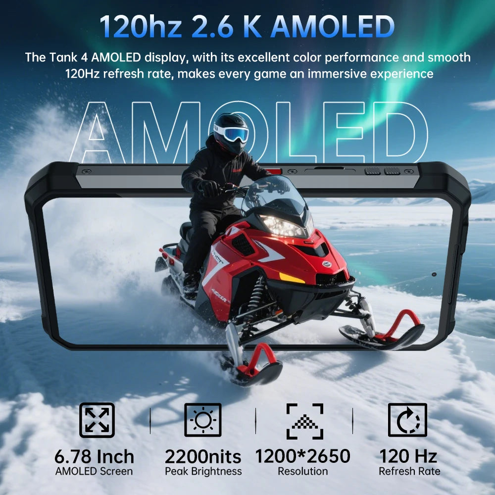 8849 Tank 4 Unihertz Rugged Smartphone Projector 720P 100 Lumens 6.78'' AMOLED 512G Android14 11600mAh 5G Dimensity 7300 120Hz