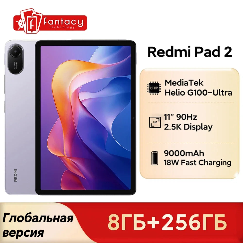 Xiaomi Redmi Pad 2 Global Version 11" 2.5K Crystal-clear Display Advanced Helio G100-Ultra 18W Fast Charging 9000mAh Battery