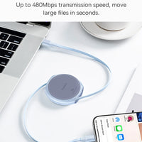 Baseus USB C Cable 100W  for iPhone 16 15 Plus Pro Max Retractable Cable For MacBook iPad Fast Charger Cable Charger Data Wire