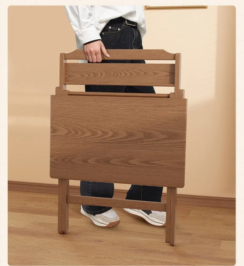 Solid Wood Foldable Console Desk Simple Modern Bedside Computer Desk Portable Bedroom Living Room Writing Table Home Furniture