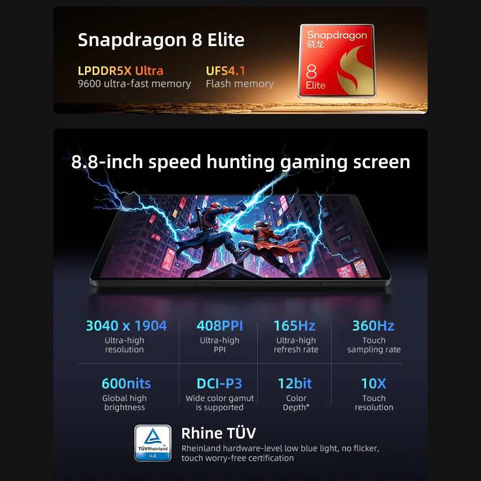 Lenovo Legion Y700 2025 Pad Gen 4 TB322FC Gaming Tab 12GB 256GB 16GB 512GB Snapdragon 8 Elite 8.8" 165Hz Screen 7600mAh Tablet