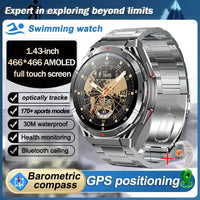 Swim Smartwatch Outdoor GPS Watch Sports Fitness Tracker Health Military Waterproof Watch BT5.3 Call Smart Watch for Android iOS