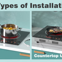 Noxton 2 Burners Electric Cooktop, 24" Built-in & Countertop Stove, Two Burner Ceramic Cooktop, Portable 110V Plug-in Cooktop