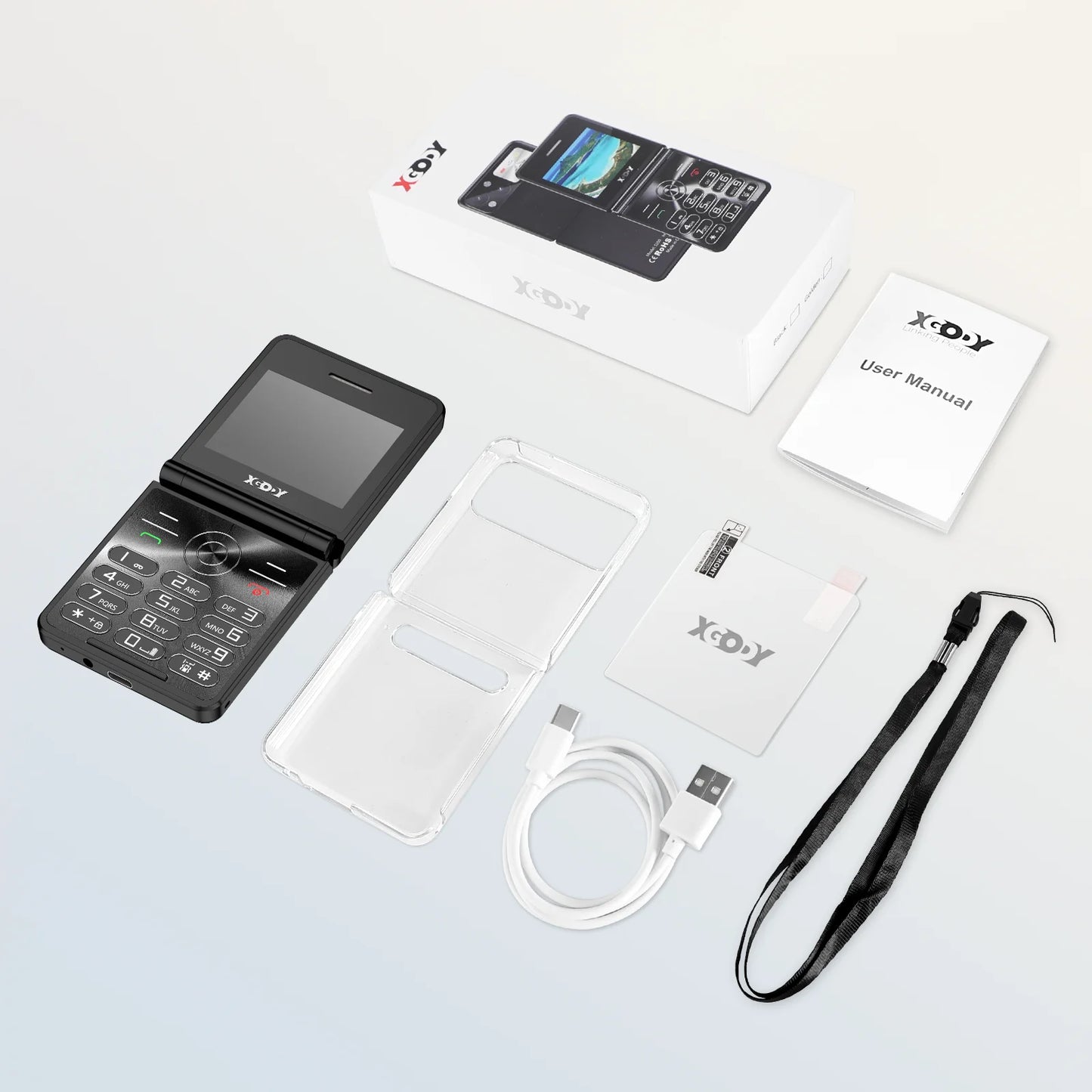 XGODY S200 Mini Smartphones Pocket 2G Dual SIM 2.4 inch Bluetooth Small Mobile Phone 1300mAh Battery Large Button Flip Foldable