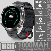 NEW 1000MAH Super endurance Sport Smart Watch Men 1.73-inch HD Screen GPS tracker Compass Bluetooth Call Waterproof Smart Watch