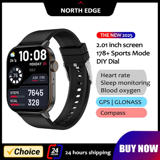 NORTH EDGE GPS Smart Watch Men Bluetooth Call Heart Rate Compass Sport Fitness watch 178+ Sports Mode IP68 Waterproof Smartwatch