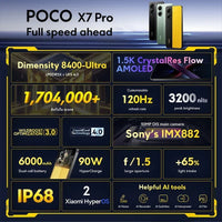 POCO X7 Pro Global Version Smartphone Dimensity 8400-Ultra 6.67"1.5K Display 6000mAh battery 90W Charge 5G NFC