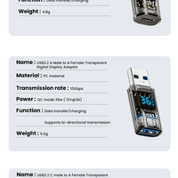 USB 3.2 Digital Display Adapter 10Gbps USB Male TO USB Female Converter Fast Charging Data Transafer USB C Adapter For PC Laptop