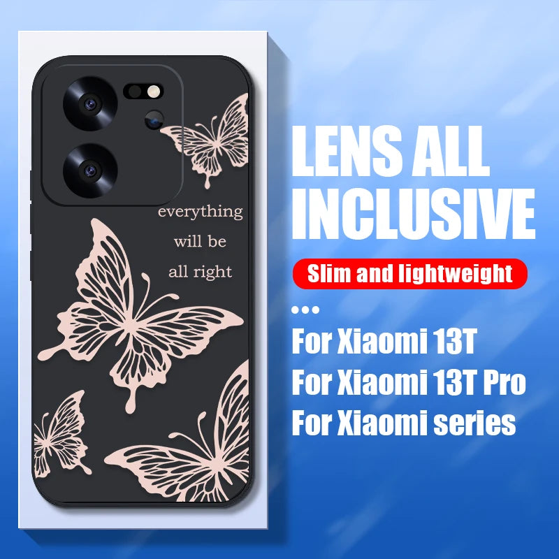 Butterfly Lanyard Case For Xiaomi Redmi Note 13 12 11 10 14 Pro+ 4G 5G 11s 13T 12T 11T Poco F6 X6 X5 Pro Mi 11 Lite 5G NE Cover