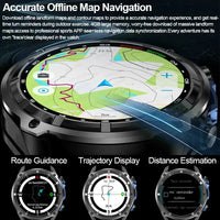 2025 New Military Sport GPS 4GB Memory Smartwatch Men 5ATM Waterproof Fitness Tracker Offline Maps 860Mah Battery Smart Bracelet