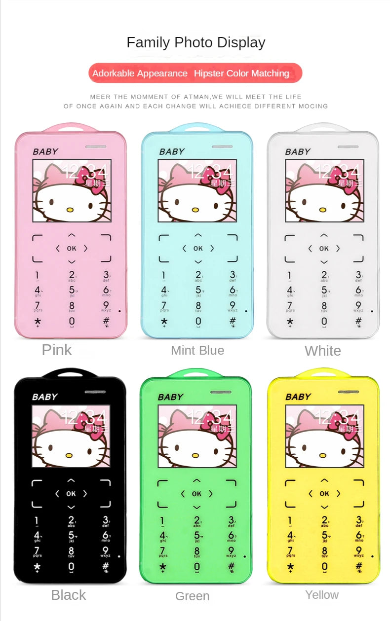 Unlocked Super Mini Card Mobile Phone 1.77 Inch 2G GSM Single SIM MP3 Telephone Bluetooth Dialer FM Blacklist Student CellPhones