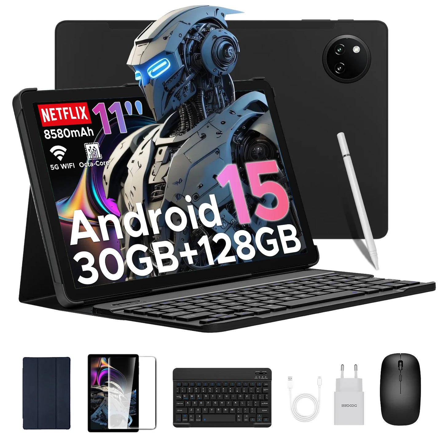 【Brand+】Doogee Tab A9 Pro+ Tablet Pc 11-Inch Android 15 30Gb Ram(6+24) 128Gb Rom 8580Mah Battery Widevine L1 Support