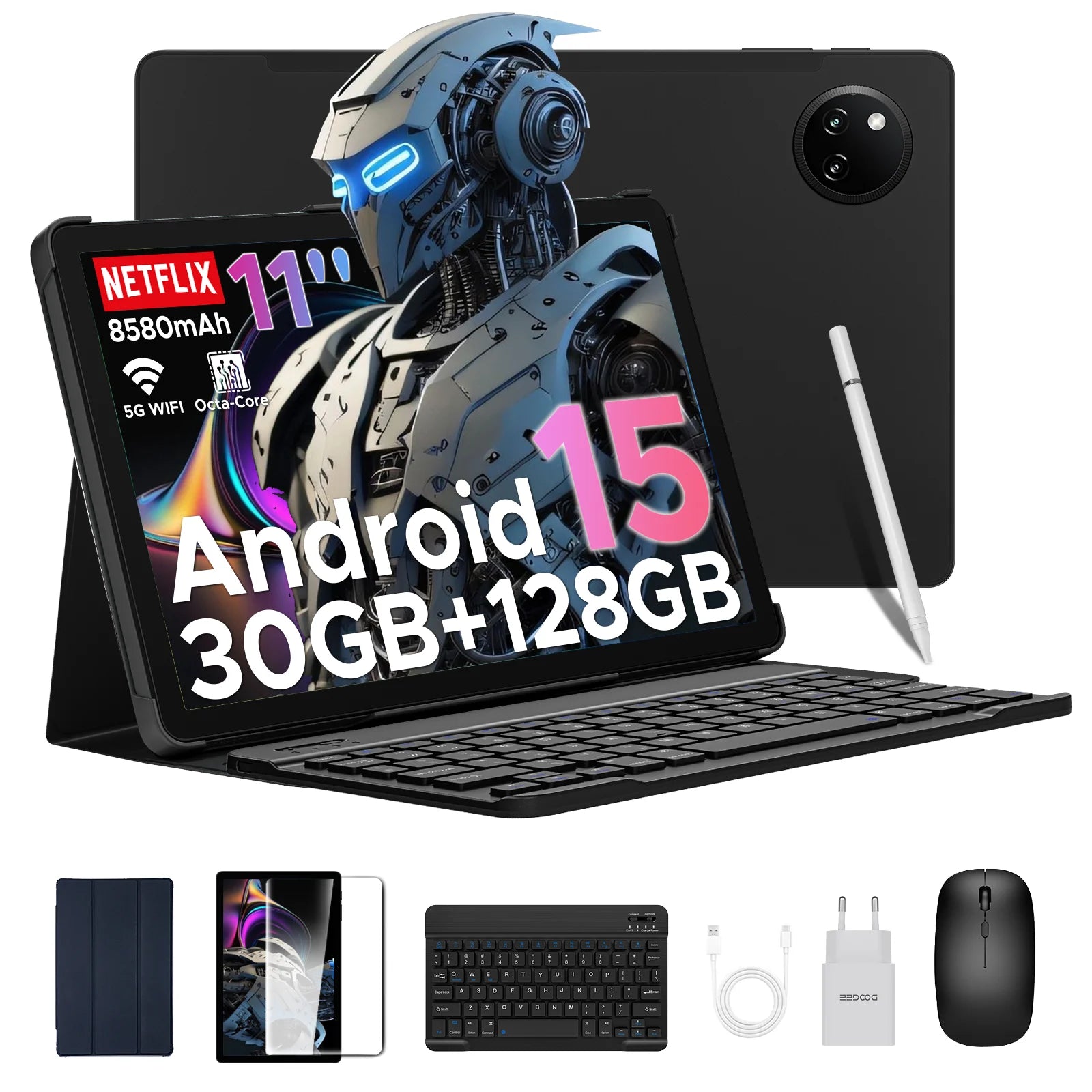 【Brand+】Doogee Tab A9 Pro+ Tablet Pc 11-Inch Android 15 30Gb Ram(6+24) 128Gb Rom 8580Mah Battery Widevine L1 Support