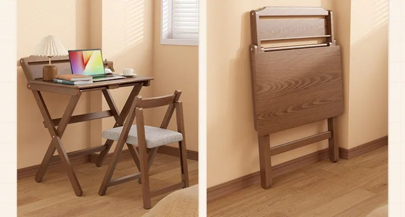 Solid Wood Foldable Console Desk Simple Modern Bedside Computer Desk Portable Bedroom Living Room Writing Table Home Furniture