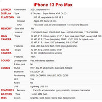 Original Unlocked iPhone 13 Pro Max 6.7" Super Retina OLED 128GB 256GB ROM 6GB RAM A15 IOS Face ID NFC 5G LTE Mobile Phone