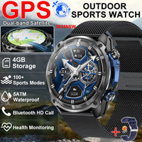 2025 New Military Sport GPS 4GB Memory Smartwatch Men 5ATM Waterproof Fitness Tracker Offline Maps 860Mah Battery Smart Bracelet