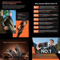 Blackview Oscal Pilot 3 5G AI Rugged Phone 12GB+256GB 6.78" 2.4K Display 7500Amh Battery Android 15 MTK 6300 5G NFC Smartphone