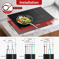 Induction Hob 4 Plates Built-in Electric Cooktop 60cm Booster Touch Control 6000W 9 Power Levels 1-99Minute Timer Child Lock