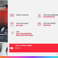 5-Bocas Consul Inox Glass Table Stove CFS5VARUNA - Bivolt