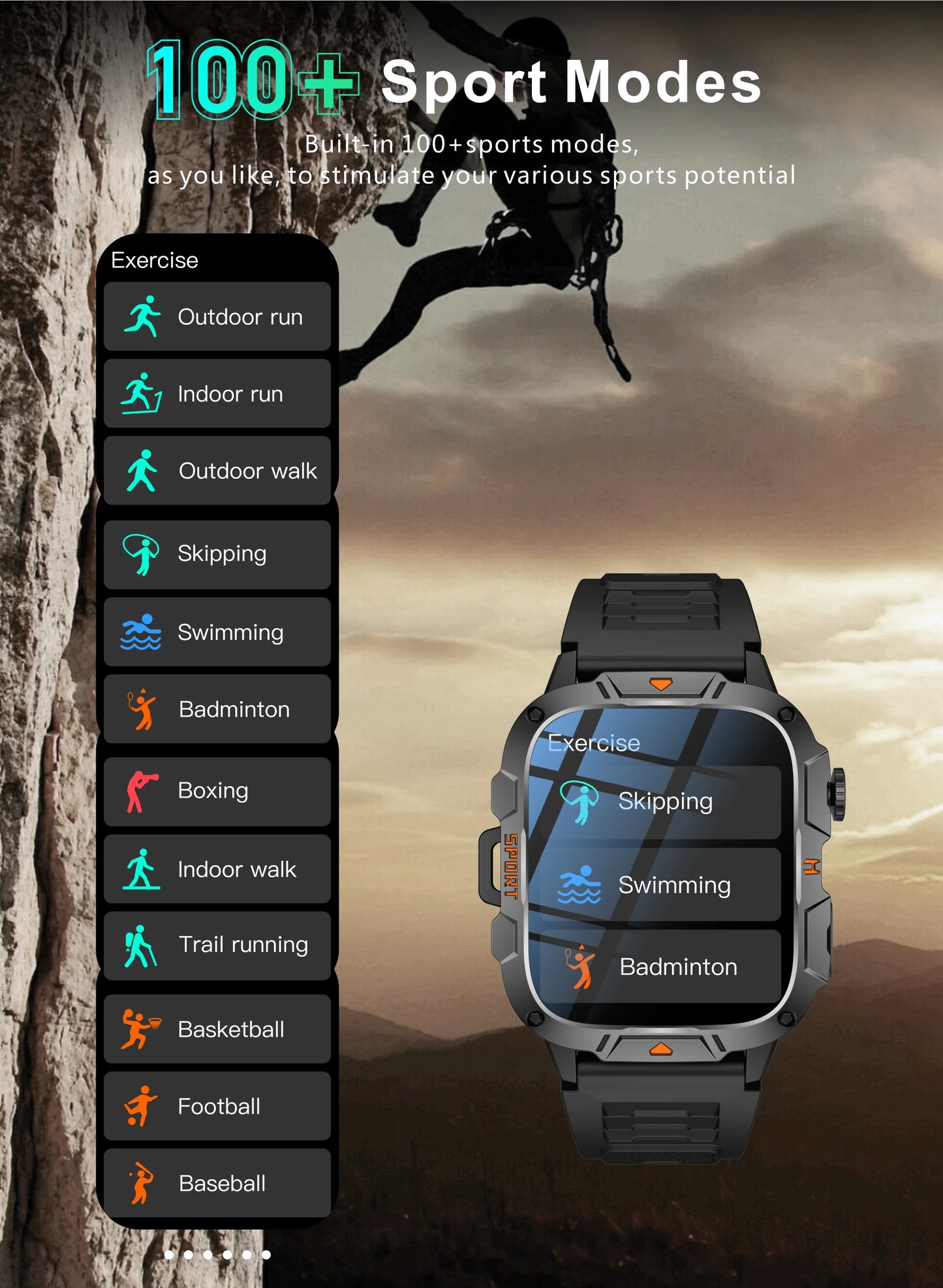 2025New Rugged Military GPS Track Smart Watch Men Bluetooth Call 5ATM Waterproof Flashlight Outdoor Sports SmartWatch For Xiaomi