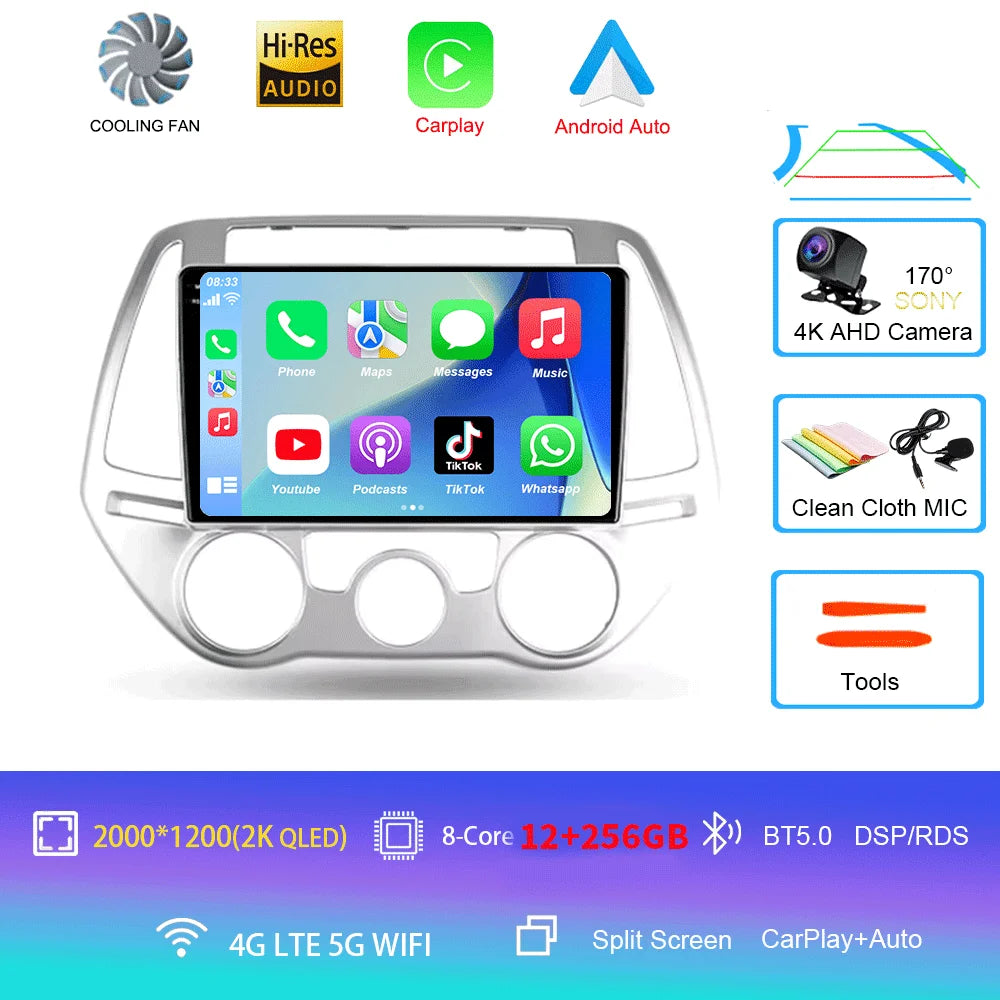 Car Radio For Hyundai i20 PB 2012 - 2014 Multimedia Video Player Wireless Carplay And Wireless Android Auto Portable Universal T
