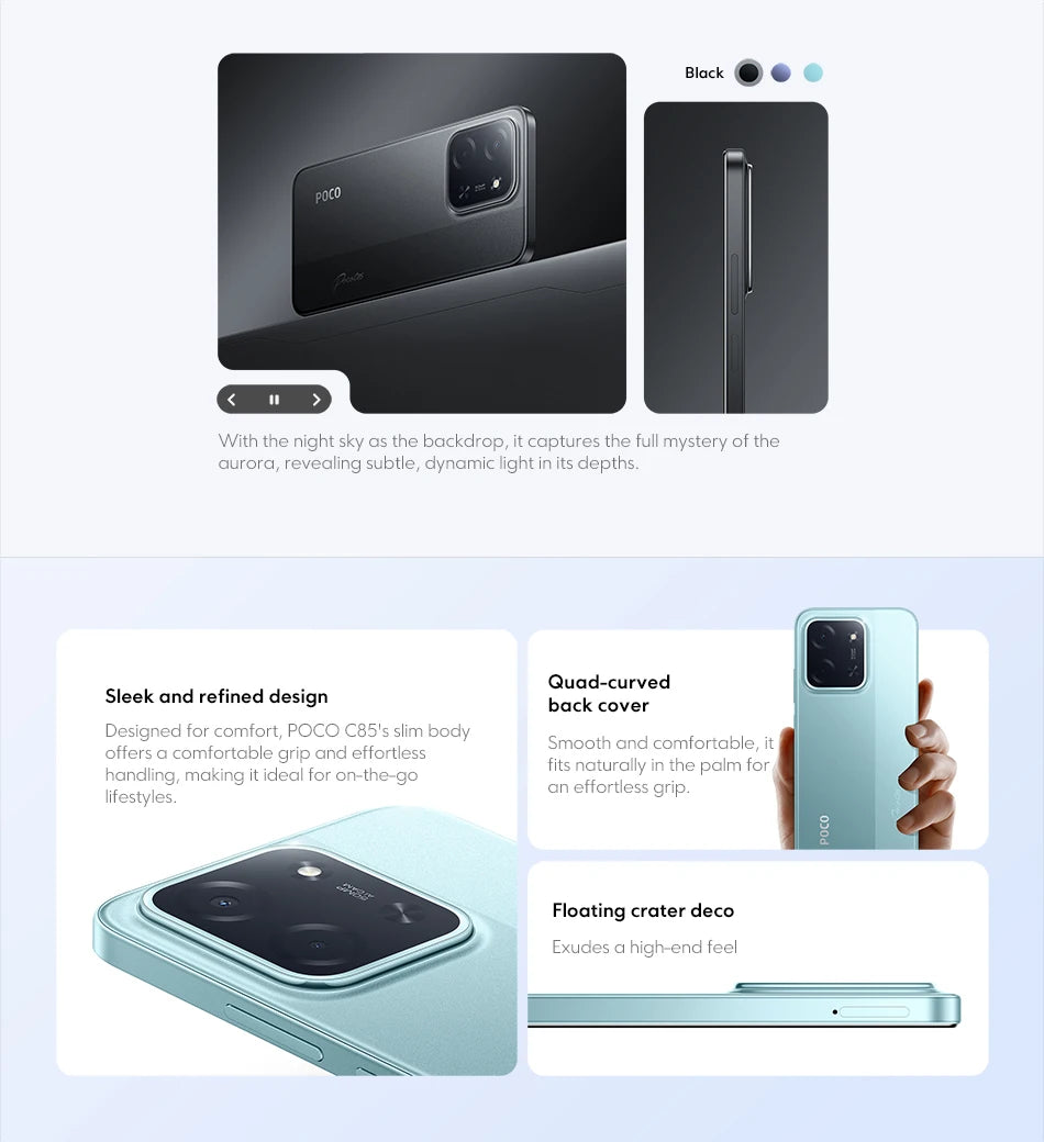 Global Version POCO C85 Smartphone 50MP Camera 6.9" Dot Drop display 6000mAh battery 33W Helio G81-Ultra NFC