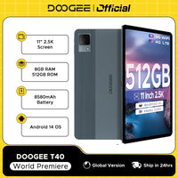 DOOGEE T40 Android Tablet 14 11 ''IPS 2.5K 8GB RAM 512GB ROM Helio G99 8580mAh 18W Charge Face Unlock 7.6mm ultra-thin Tablet