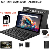 10.1''64-Bit H10-4G Android 7.0 Phone Call Tablet PC 2GB RAM 32GB ROM MT6735 CPU Quad-Core Dual Camera WIFI 1920 x 1200 IPS