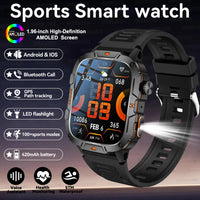 2025New Rugged Military GPS Track Smart Watch Men Bluetooth Call 5ATM Waterproof Flashlight Outdoor Sports SmartWatch For Xiaomi