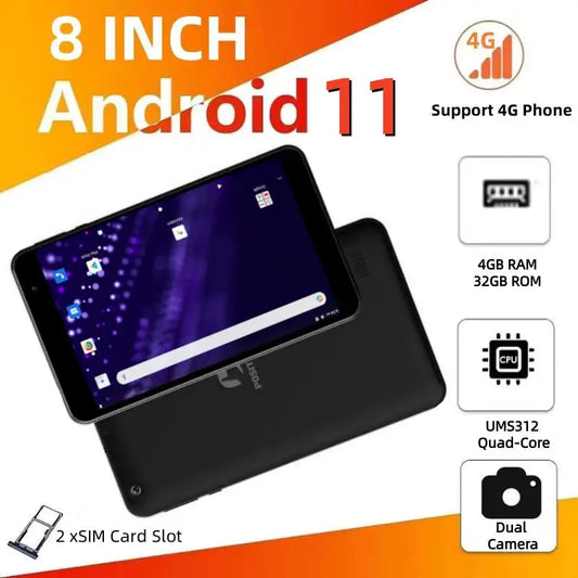 New Type-C 8 INCH Android 11 Tablets PC 4G Phone GSM UMS312 Quad-Core 4GB RAM 32GB ROM 1280 x 800 Pixels