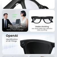 2025 New Smart Glasses 800W HD Camera AI Identification Touch 1080P HD Video Recording Al Voice Wireless Calling Smart Glasses