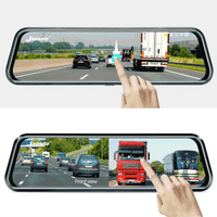 Jansite 10-inch 2.5K+1080P Car DVR Touch Screen Video Recorder Dual Lens Rear view Mirror Dash Cam Rear Camera Voice Control