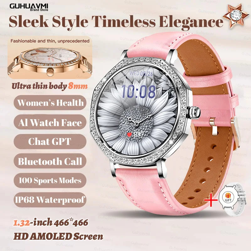 New Women SmartWatch AMOLED Screen Men Watches Bluetooth Call Sport Womens Physical Health IP68 Lady Smart Watch For Android IOS